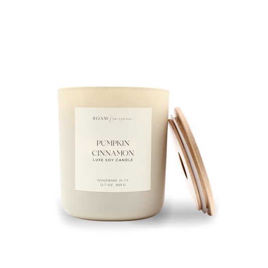 Pumpkin Cinnamon Luxury Soy Candle, 12.7 oz, Cream