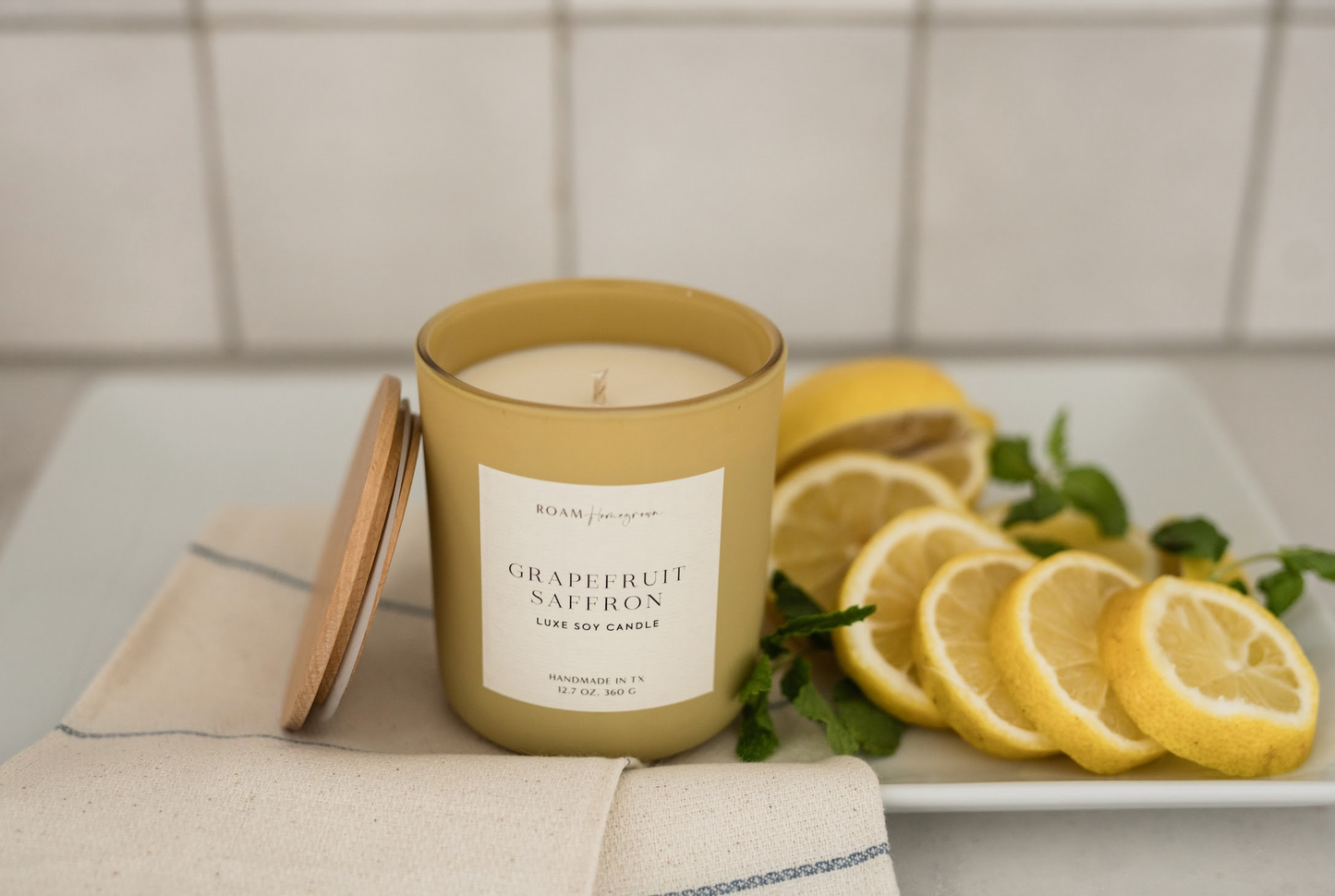 Brighter Days Soy Candle, Grapefruit Saffron - ROAM Homegrown