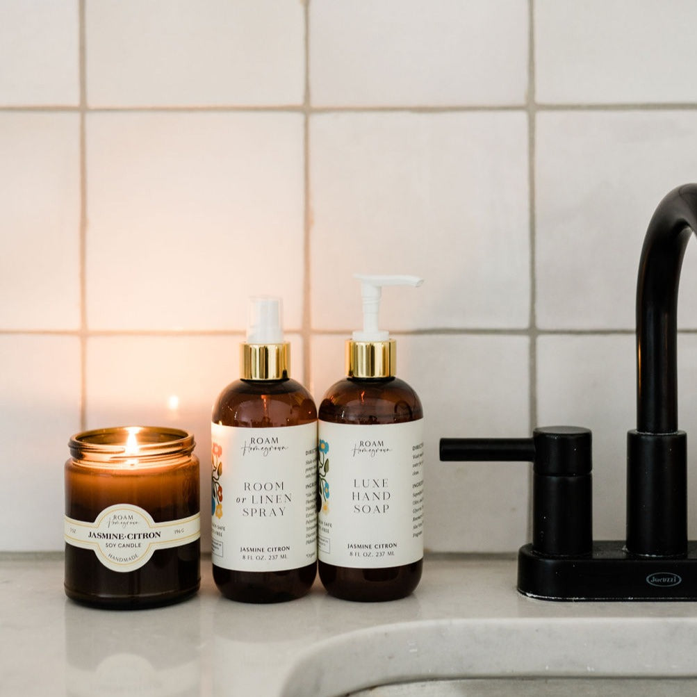 kitchen accessories with gold accents