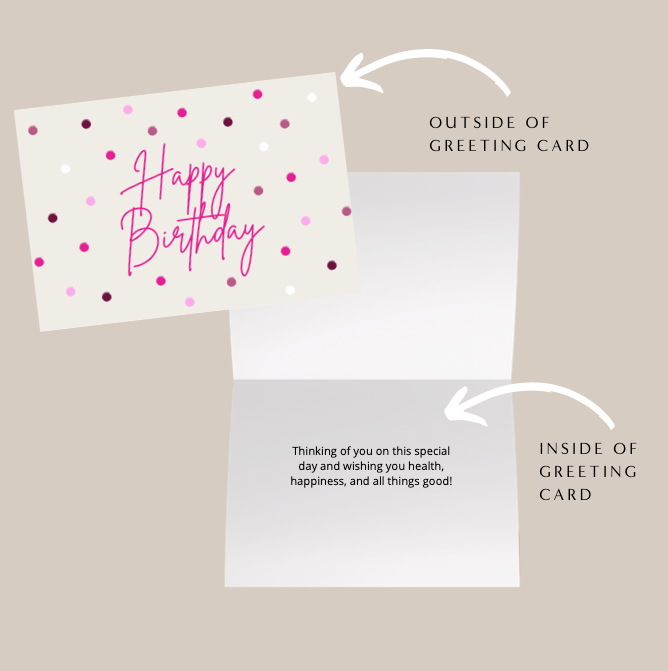 happy birthday gift set with personalized greeting card