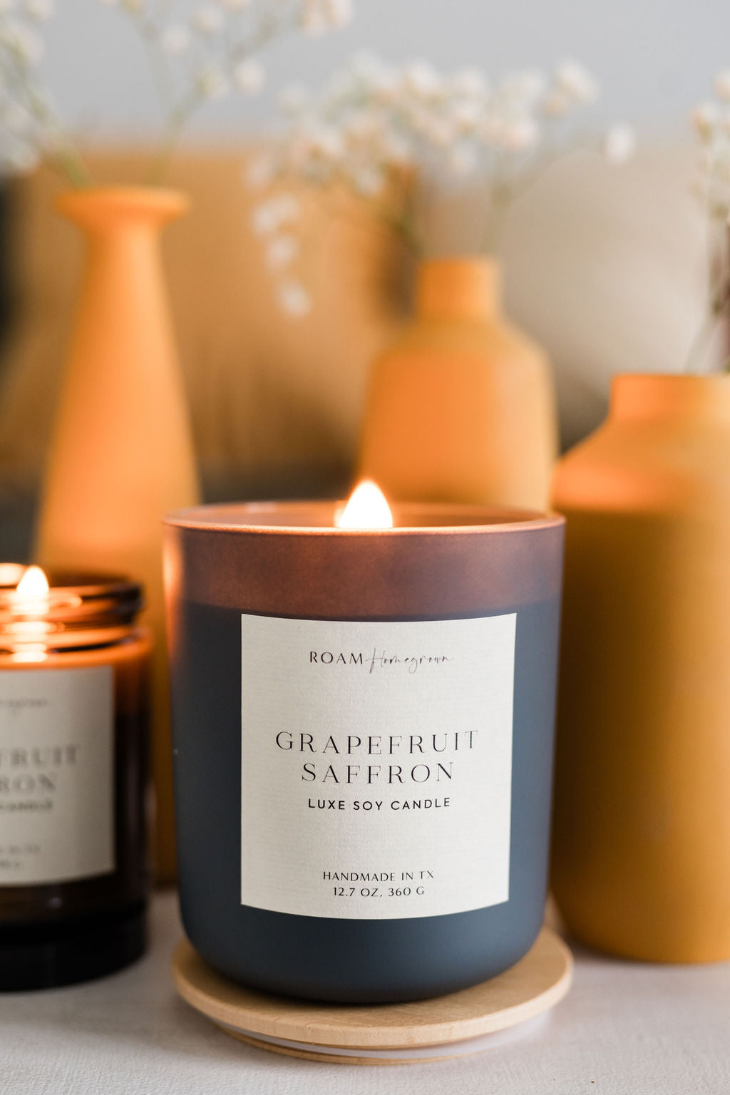 Grapefruit Saffron Luxe Smoke Candle - ROAM Homegrown