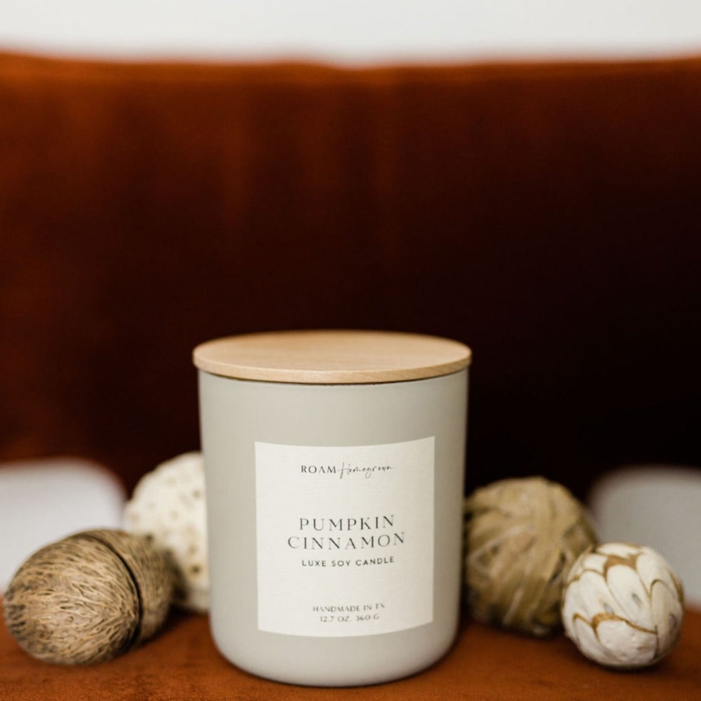 Pumpkin Cinnamon Luxury Soy Candle, 12.7 oz, Cream - ROAM Homegrown