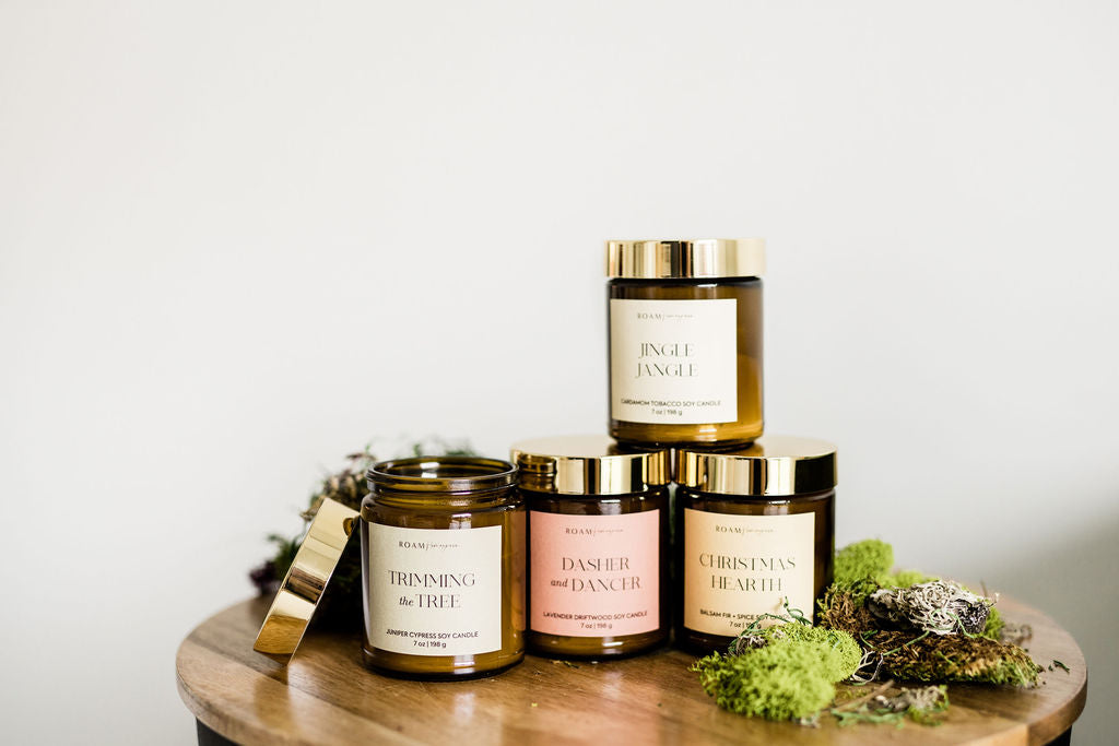 holiday candles from ROAM Homegrown
