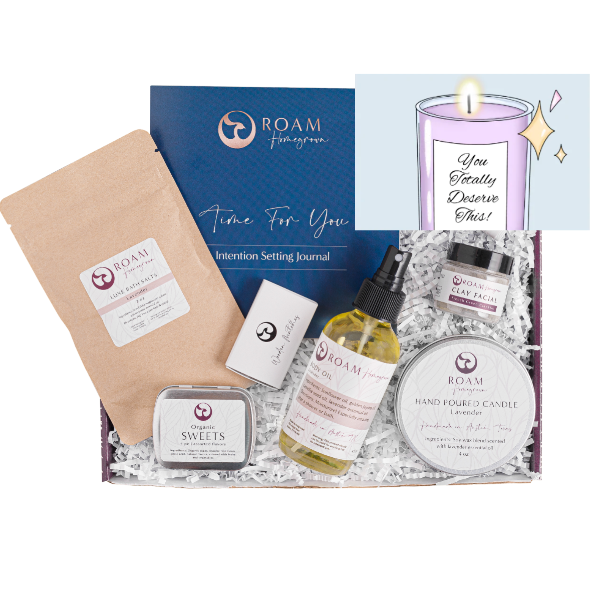 self care gift box with personalized greeting card from you