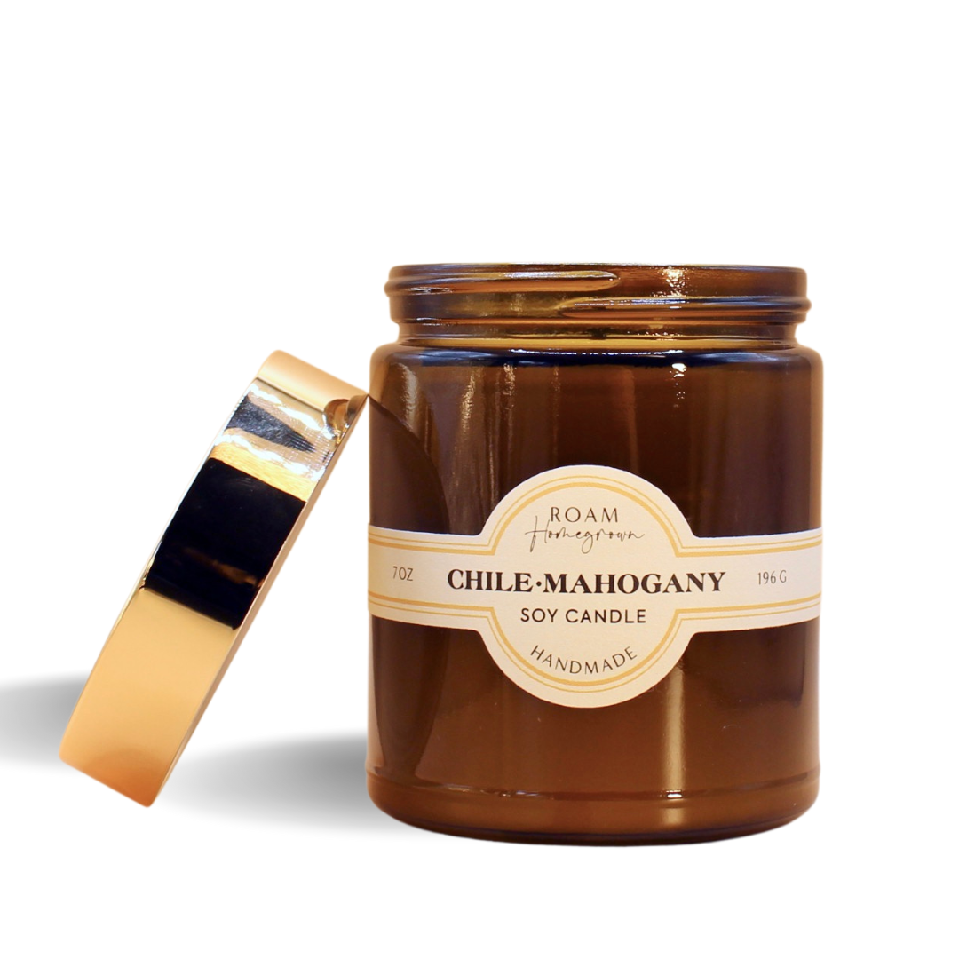 chile mahogany hand poured natural soy candle